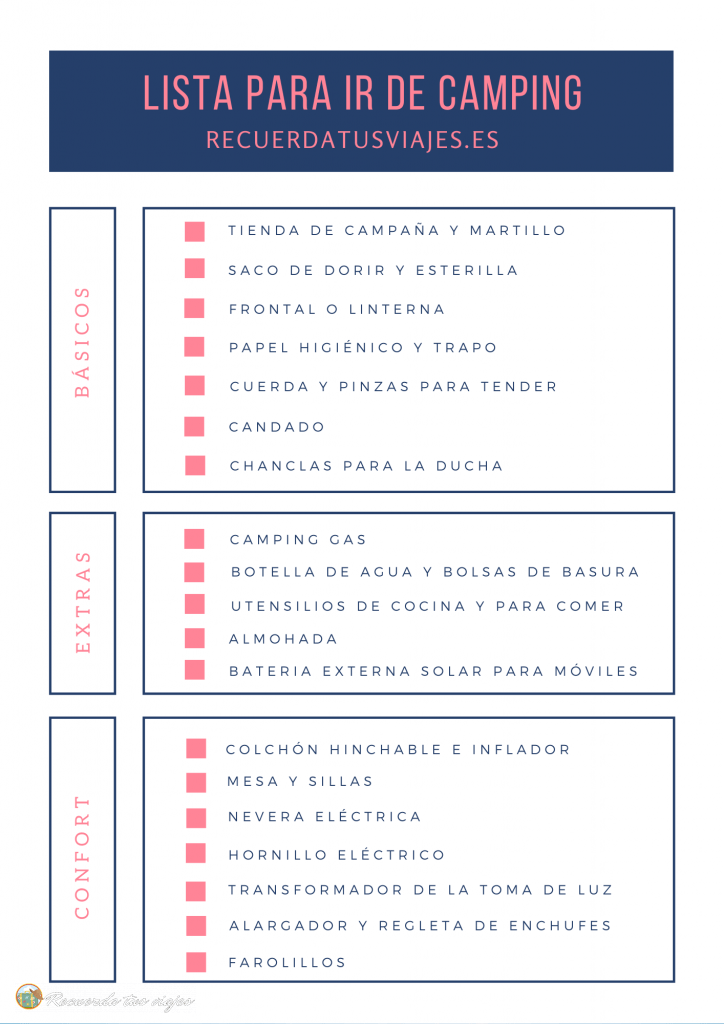 Prepárate para ir de camping - Lista para ir de camping
