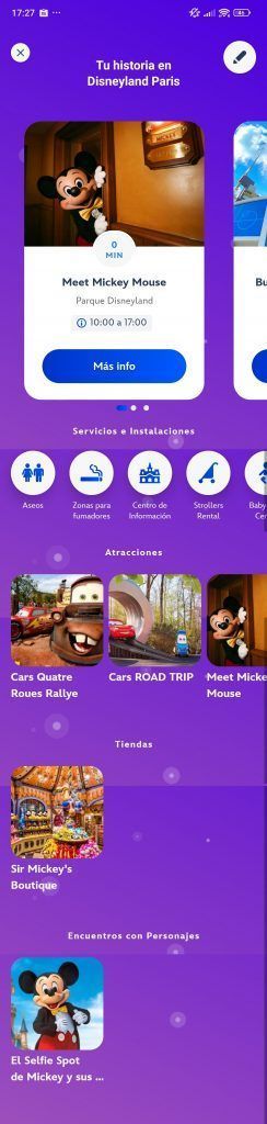 Disney aplicación Mis recomendaciones extendido