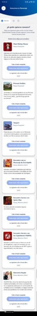 Elige tu personaje para la fila virtual