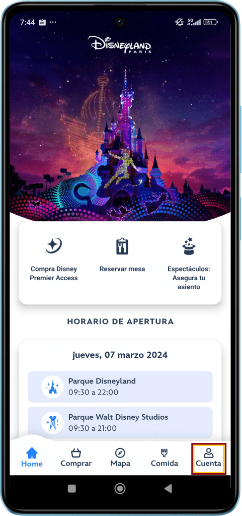 Disney Aplicación cuenta - Aplicación móvil de Disneyland París