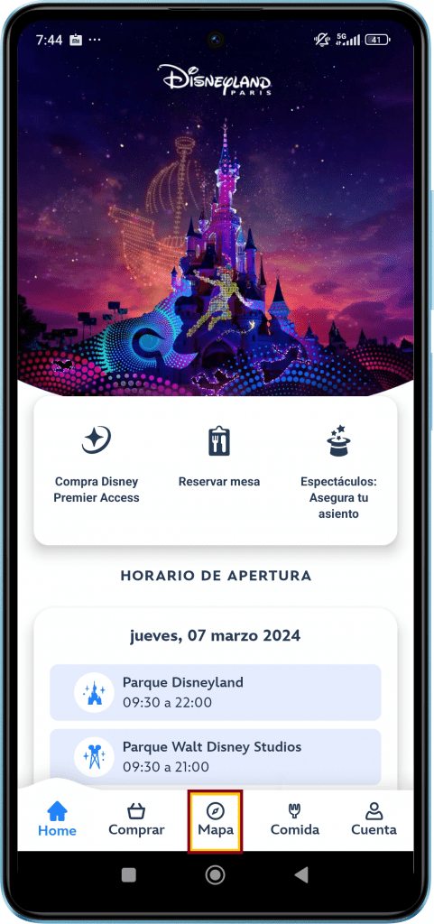 Disney Aplicación mapa - Aplicación móvil de Disneyland París