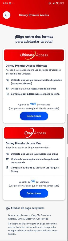 Disney aplicación premier acces