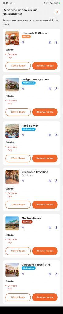 Listado de resturantes