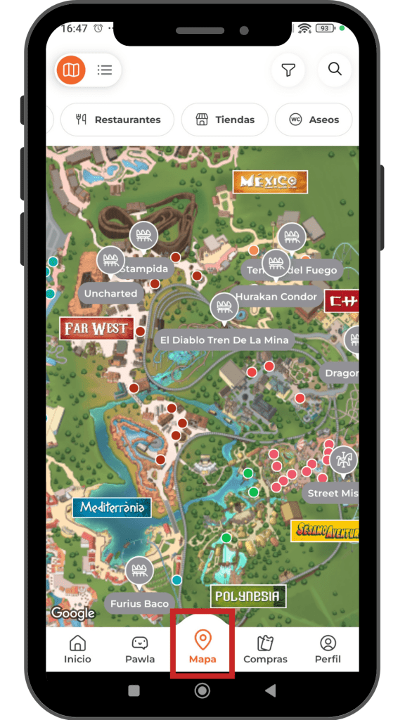 Mapa - Aplicación de PortAventura World